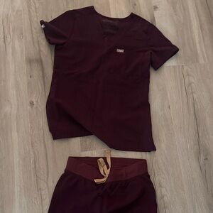 Figs Women's Scrub Set in Dark Burgundy
